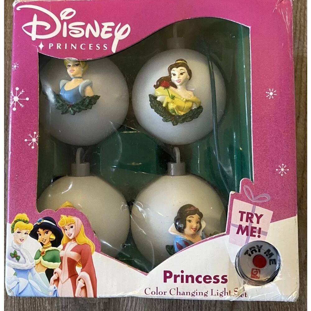Gemmy Disney PRINCESS Color Change Ornament Light String Aurora Belle Cinderella